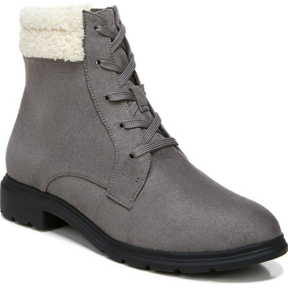 Size 6.5 - DR. SCHOLL'S - Faux Suede Ankle Combat & Lace-up Boots NEW $100 msrp - Picture 1 of 3